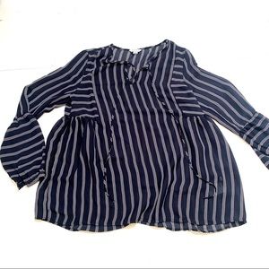 Nautical Blue And White striped Blouse
